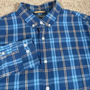L.L Bean Signature Men's Plaid Button Down Shirt Long Sleeve Slim Fit Blue